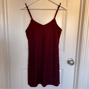 Love Fire Burgundy Lace Dress